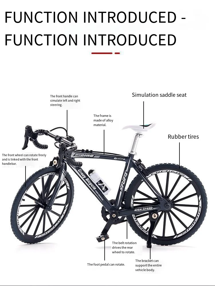 1:8 Alloy Model Simulation Bicycle Decoration  Mini Kids Bike Toy Fast  Furious Themed Birthday Gift Racing Bike Model