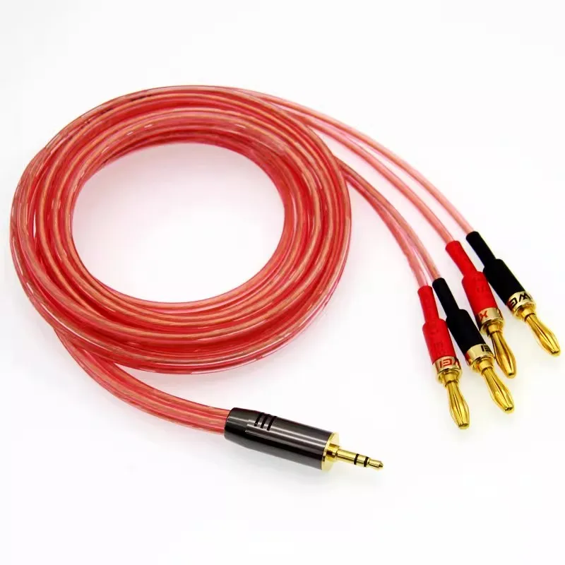 OFC 3.5MM 3.5 To 4 Banana Splitter Audio Cable For Computer MP3 DVD CD Speaker Amplifier TV