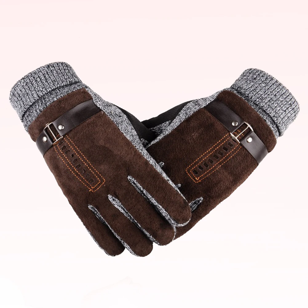 

Warm Pig Mens Cycling Winter Thermal Windproof Waterproof Handschoenen Mittens Driving Gloves Soft Pigskin Insulated