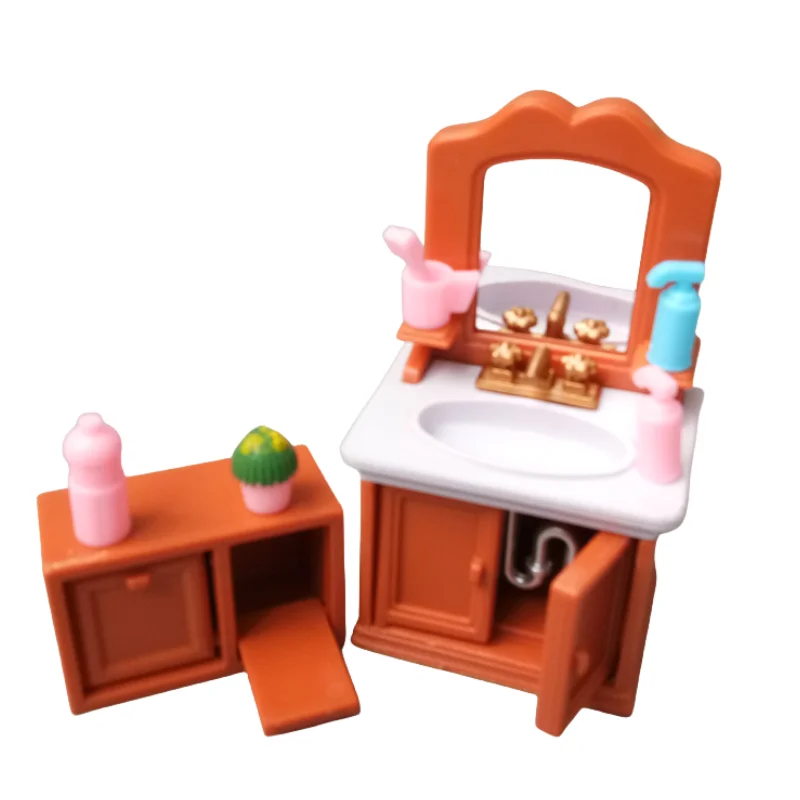 Doll House Miniature Food and Play Scene Mini Furniture Model Pocket Bathroom Toilet Basin Series