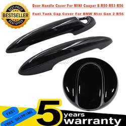 New For BMW MINI R50 R52 R53 R55 R56 R57 R58 R59 Black or Carbon Fiber Door Handle Cover and Fuel Tank Cap Cover car accessories