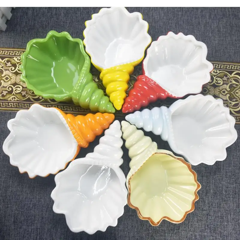 Irregular Conch Bowl Kitchen Tableware Bowls and Plates Ceramic Salad Western Pasta Plate 6 Inches