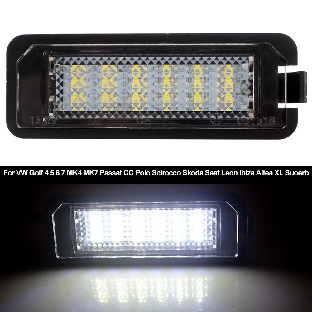 12V Car License Plate Lights Auto LED Lamp with Cable For VW Golf 4 5 6 7 MK4 MK7 Passat CC Polo Scirocco Skoda