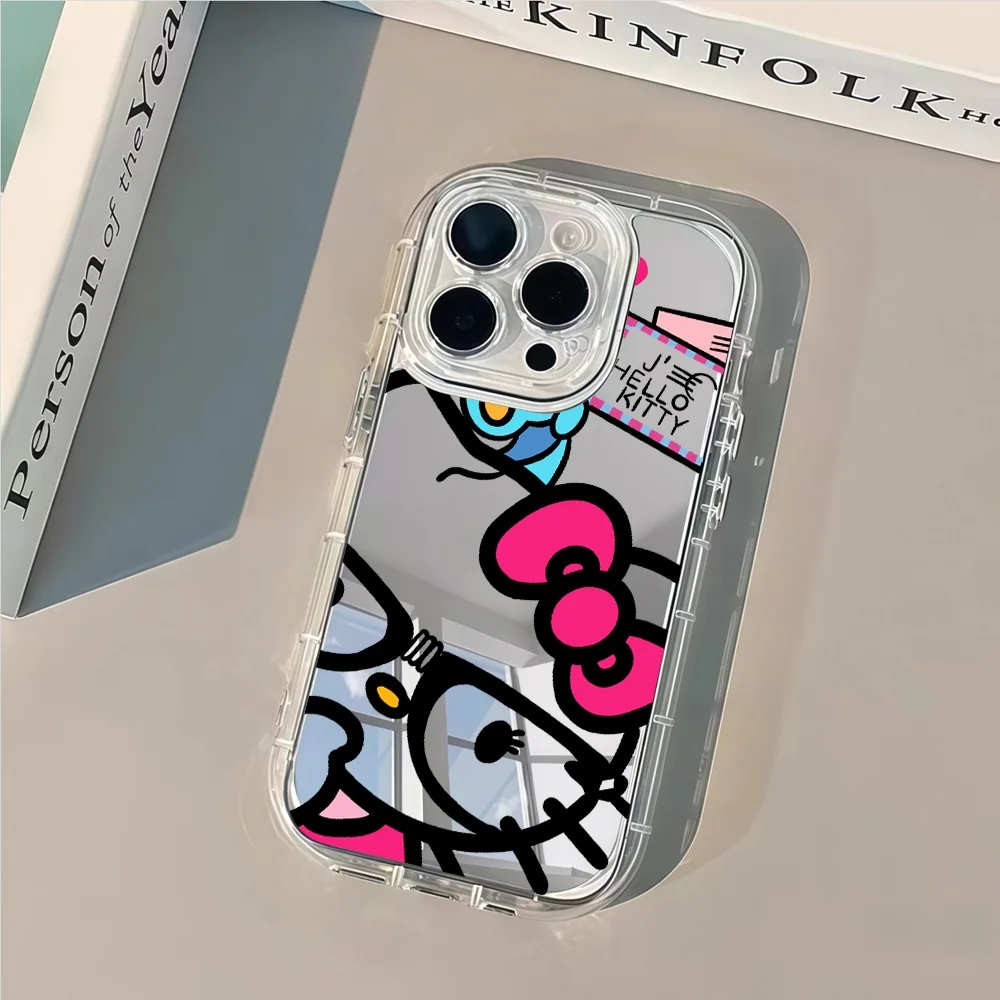 Sanrio Sweet HelloKitty Phone Case for iPhone 17 16 12 13 11 14 15 Pro Max XR X XS 7 8 Plus Mirror Shockproof Protective Cover