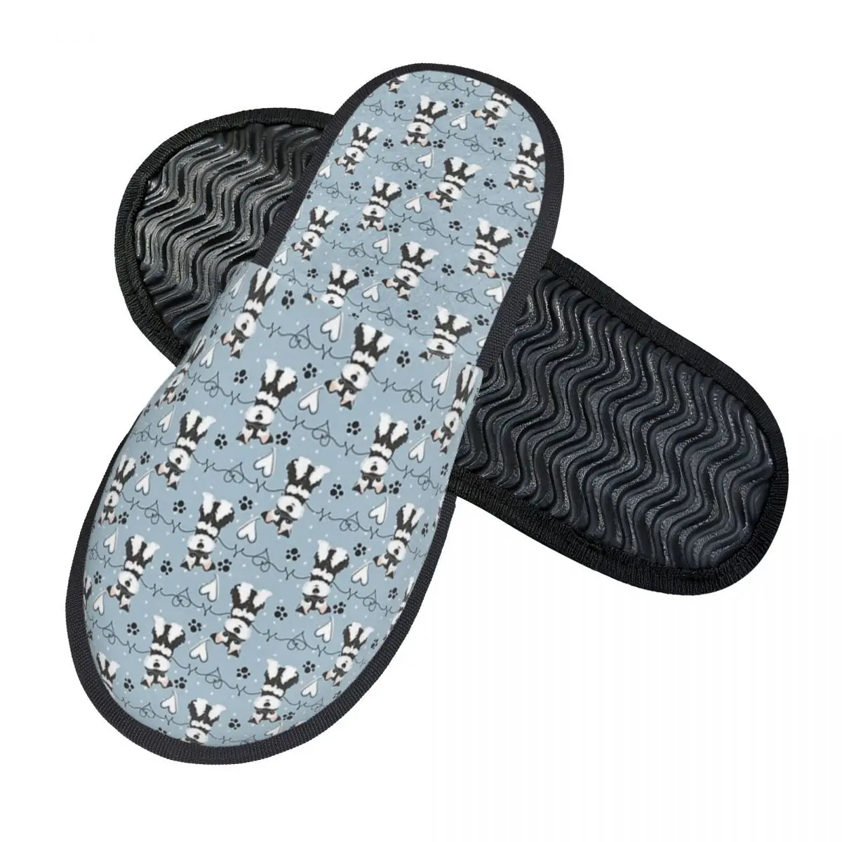 Custom Love Black And White Miniature Schnauzer Slippers Memory Foam Warm Soft Women House Slipper Indoor Cozy Shoes