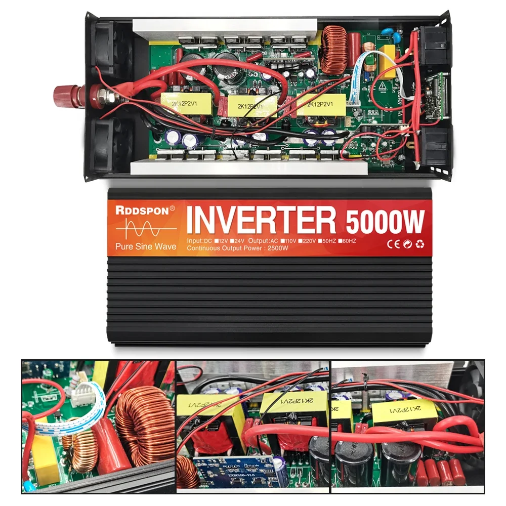 Transformer Pure Sine Wave Inverter 5000W/4000W/3000W DC 12V 24V To 220V Voltage Power Converter Solar Inverter Auto Accessories