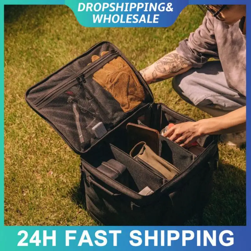 

Вместительная сумка для кемпинга, кухонная сумка для хранения посуды, внешняя сумка с крючком для инструментов, водонепроницаемая нейлоновая сумка для хранения