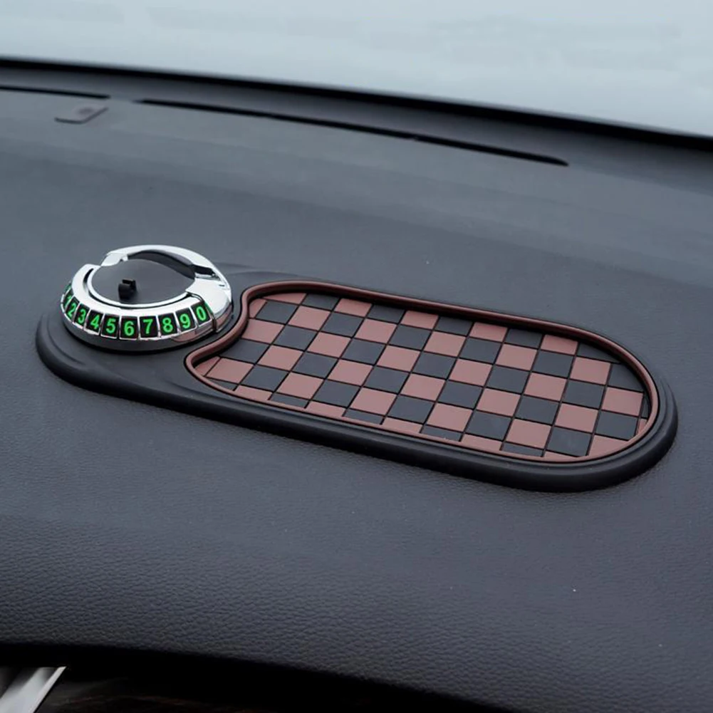 Car Dashboard Mat Multifunctional 360 Degree Rotating Car Phone Holder Anti-Shake Anti-Slip Phone Mount for Sunglasses Coins