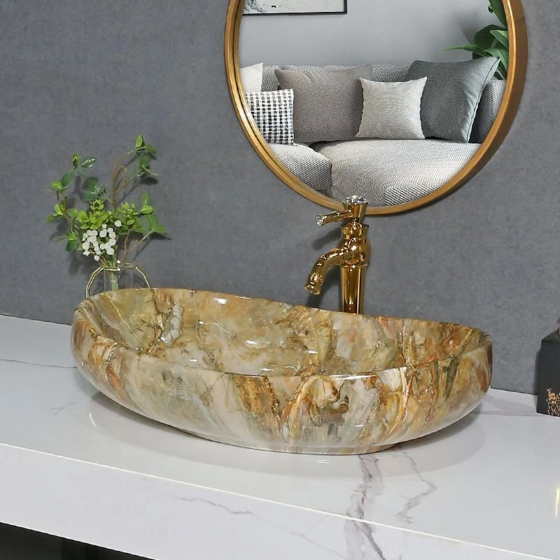 Ceramic Bathroom Sinks Wear Resistant Washhand Basin Durable Washbasin Bowl Sink Modern Simple Bathroom Fixture Household Use