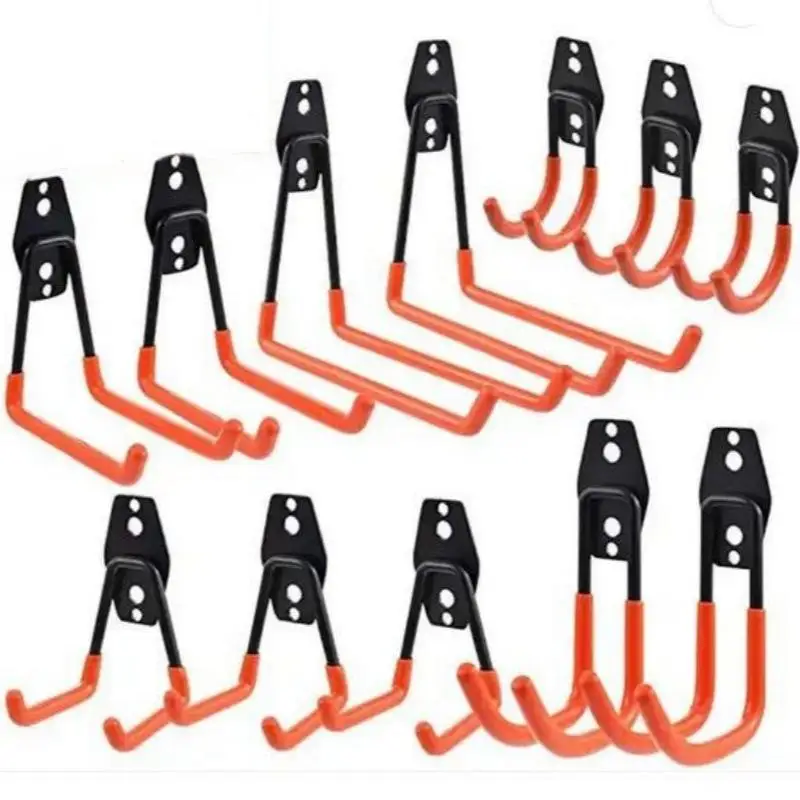 Heavy Duty Wall Mount Metal Hook Garage Organizer Bicycle Ladder Hanger Anti Slip Storage Hook For Garden Tools Home Workshop