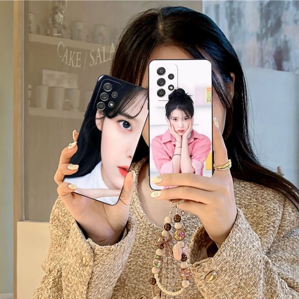 KPOP IU Lee JiEun Mobile Cell Phone Case for Samsung Galaxy A91 73 71 70 54 53 52 34 24 23 21 S 5G Black Soft Phone Cover Shell