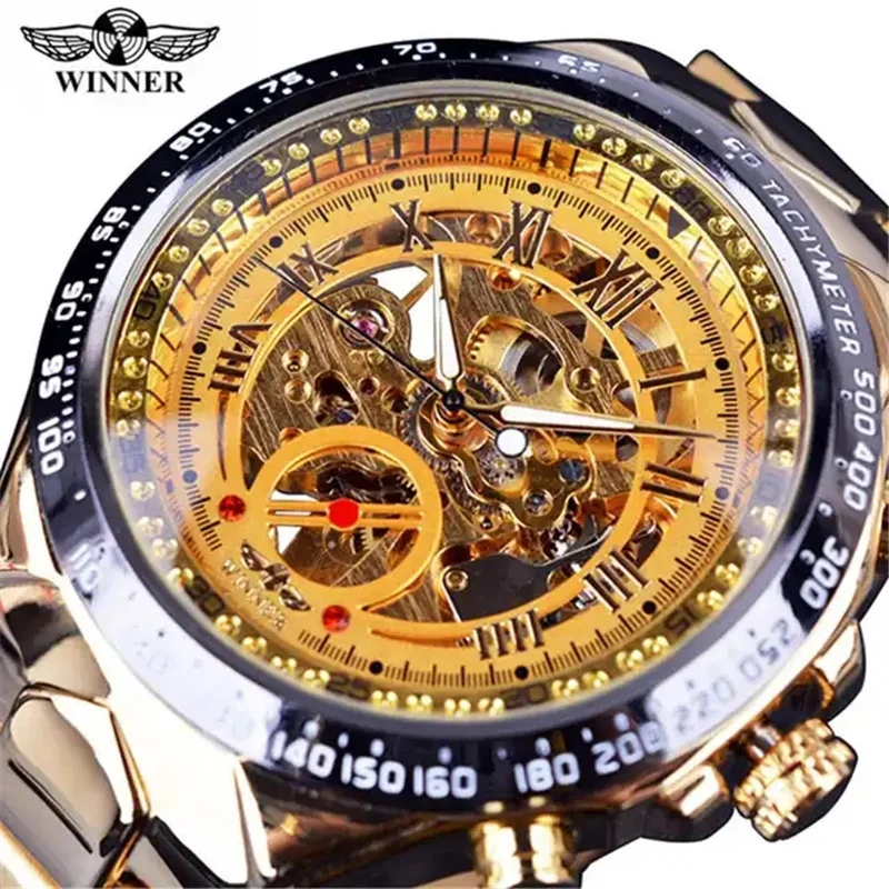 Winner 432A New Arrived Fashion Watch Automatic Mens Watches Luxury Mechanical Hollow Stainless Steel Male Wristwatches