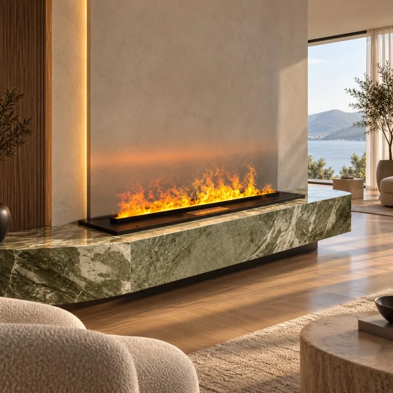 WOFAID Smart 3D Water Vapor Electric Fireplace Insert APP Control Realistic Mist Flame Crackling Sound for Living Room Indoor