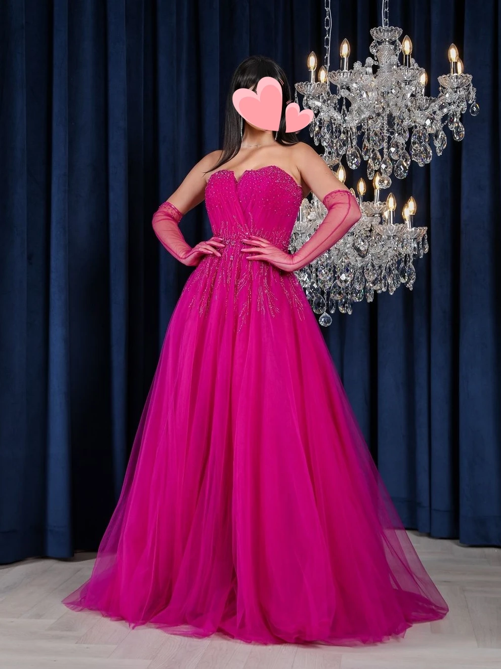 

Oisslec Prom Dress Elegant Vintage Sweet Beads Strapless Gloves A-Line Formal Occasion Prom Dress Evening Party Gowns
