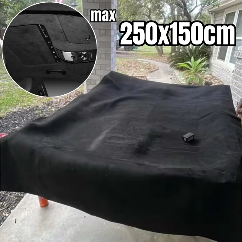 Tissu de revêtement de plafond de voiture en suède premium avec support en mousse, matériau de remplacement pour la réparation du plafond de voiture, pour la rénovation de l'intérieur de la voiture