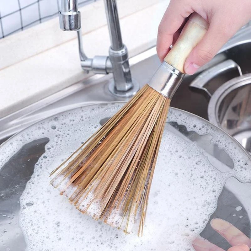 F92B Bamboo Pan Crash с деревянной ручкой многоцелевой практической щетки для дома для дома