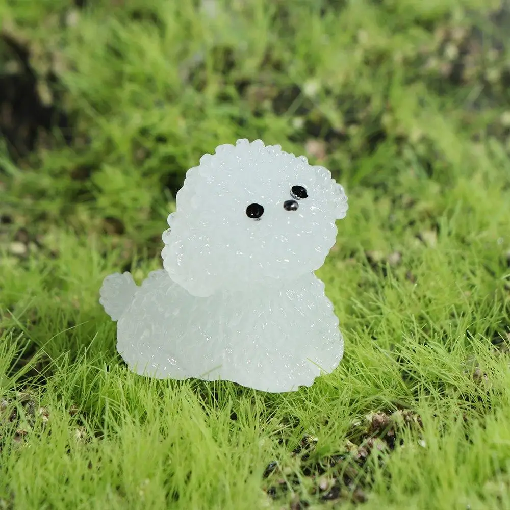 

Cartoon Noctilucent Dog Figurines Realistic Funny Mini Luminous Poodle Dog Figurines Resin Handmade Micro Landscape Decoration