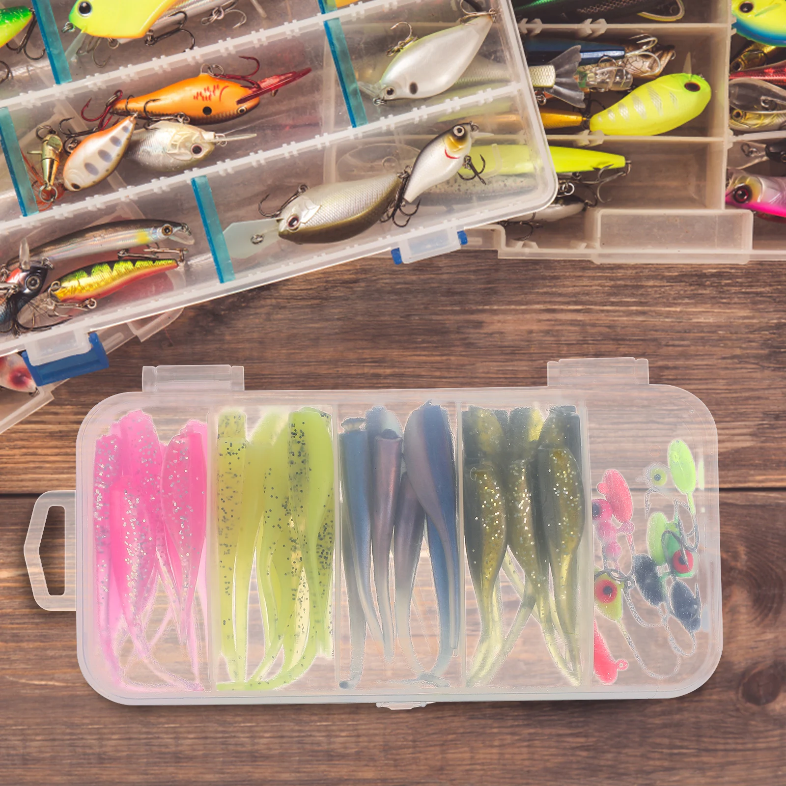 

40 Pcs Soft Bait Tackle Set Realistic Shapes And Colors For Saltwater Freshwater Lures Fishing Baits Accessories Kit