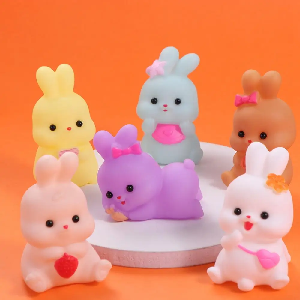 

6pcs/set Squeeze Rabbit Squeeze Toys PVC Soft Easter Bunny Fidget Cartoon Animal Aesthetic Rabbit Slow Rebound Toy Children