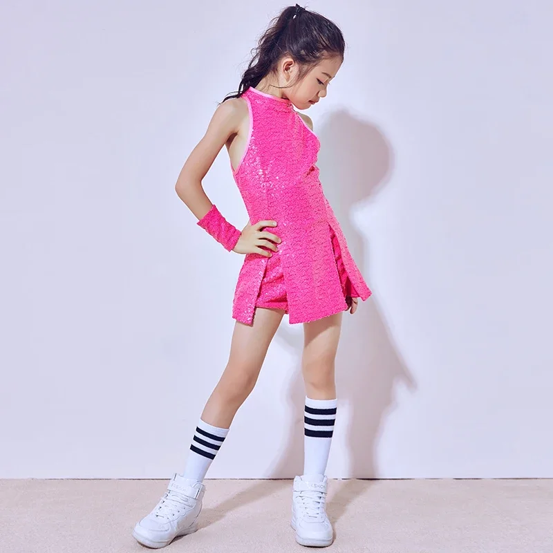 Disfraces de baile de Jazz con lentejuelas para niña, ropa de actuación de Hip-hop, traje de escenario de práctica de moda para niños