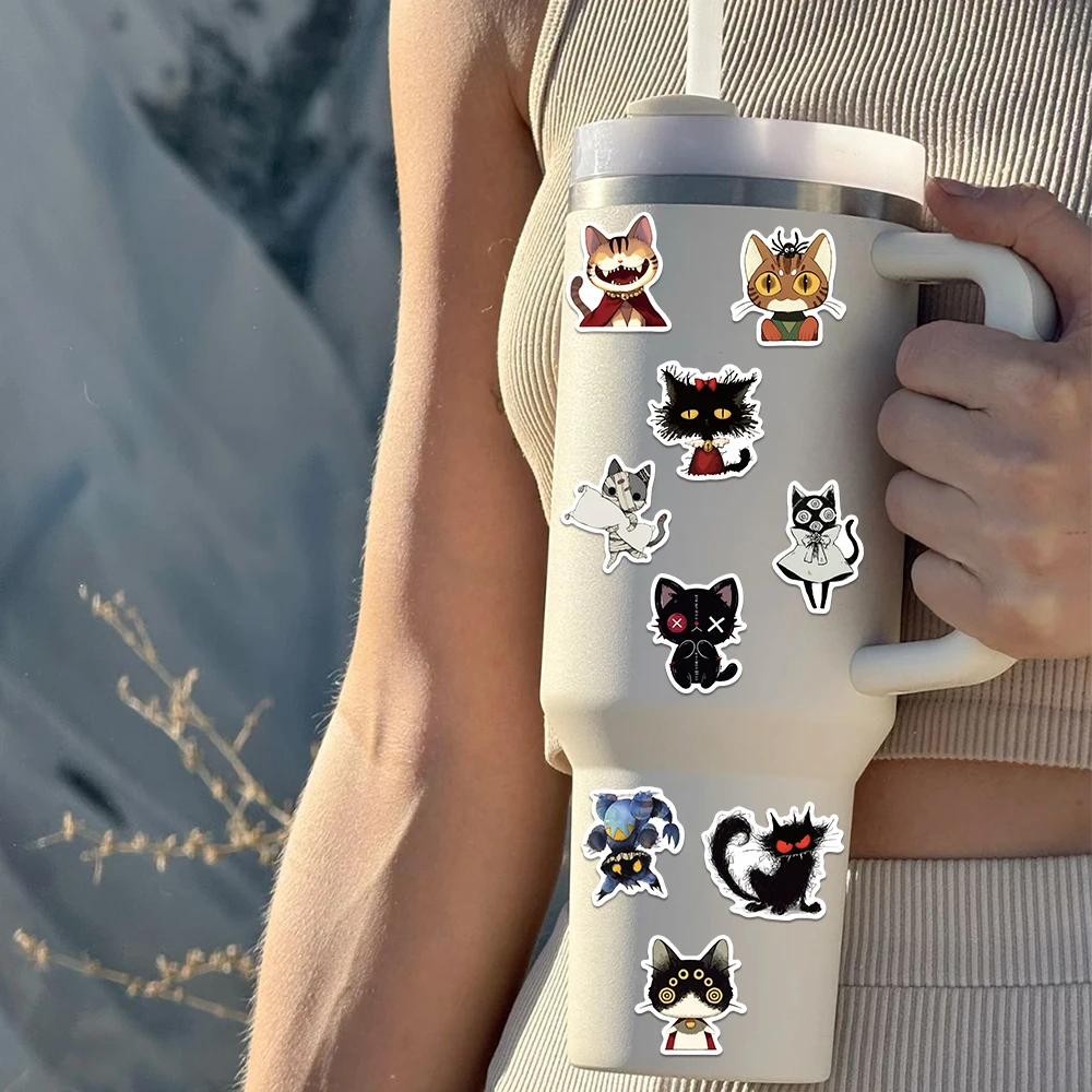 50 قطعة القطط القوطية الرائعة الكتابة على الجدران ملصق الهاتف الغيتار المحمول دفتر حقيبة كوب ملصق الكرتون القط نمط الديكور #5