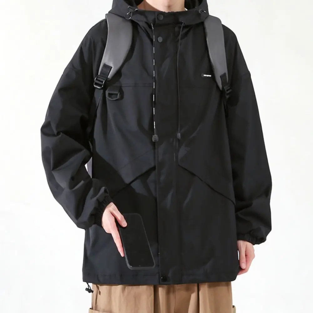 Mens Waterproof Hooded Jacket Casual Sportswear Tactical Cargo Windbreaker Spring Autumn Winter Fashion Street Coat