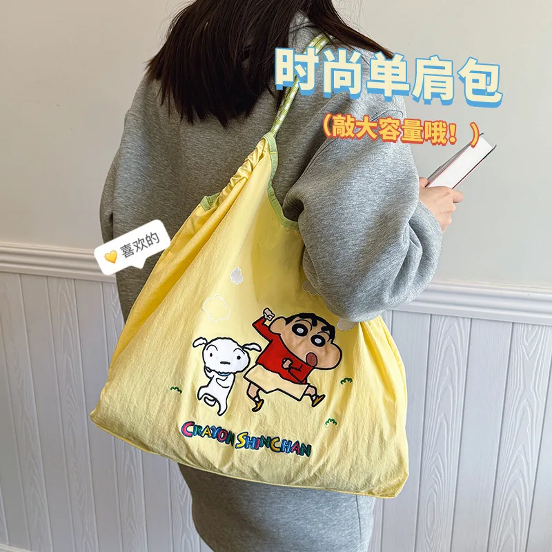 

Сумка для покупок Crayon Shin-chan, японская вышивка, мультяшная большая вместительная экологически чистая сумка на плечо, модная сумка