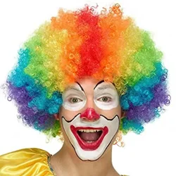 Performance Wavy Curly Clown Wig Cosplay Hair Synthetic Wig Hair Hat Colorful Rainbow Wavy Curly Clown Circus Wig Cap Carnival P