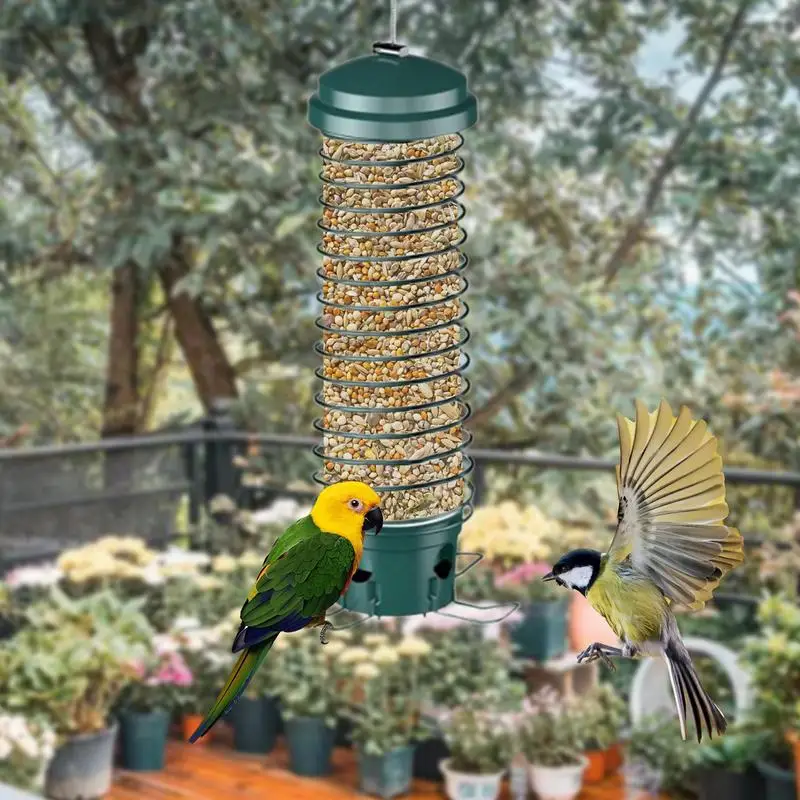 Bird Feeders For Outside Metal Anti Squirrel Bird Feeder 4 Ports Weather-Resistant Garden Bird Station Wildlife Feeding Tray For