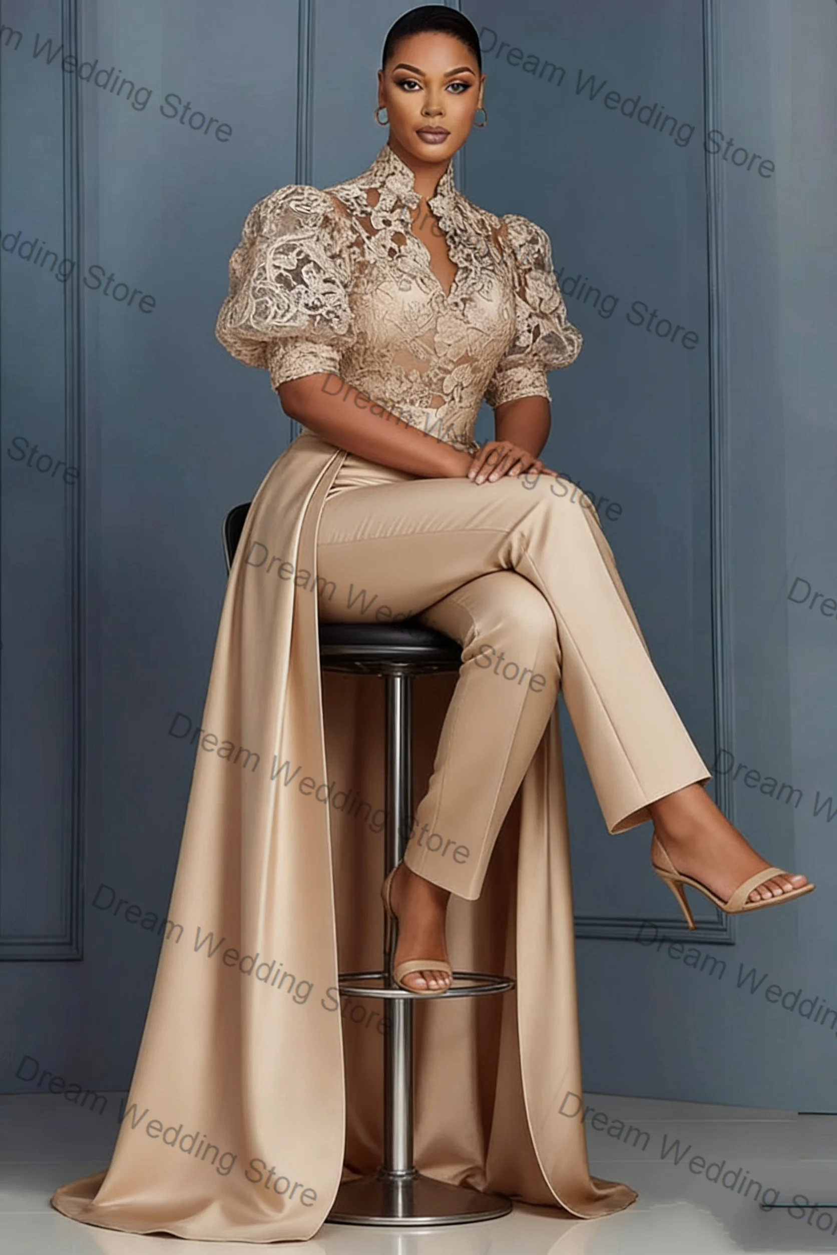 

Luxury Lace Women Suit Set 2 Pcs Long Train Blazer+Pants Trousers Spring Formal Office Lady Jacket Customized Wedding Guest Coat