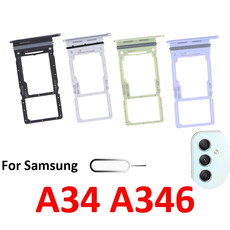 For Samsung Galaxy A34 5G A346 A346B Phone SIM Tray Micro SD Chip Card Slot Drawer Holder Pocket Single Dual Parts Black