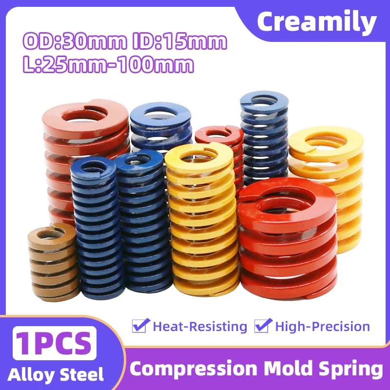 

Creamily 1PCS Die Springs Spiral Stamping Compression Mould Spring For Trunk Outer Diameter 30mm Inner Diameter 15mm L=25-100mm