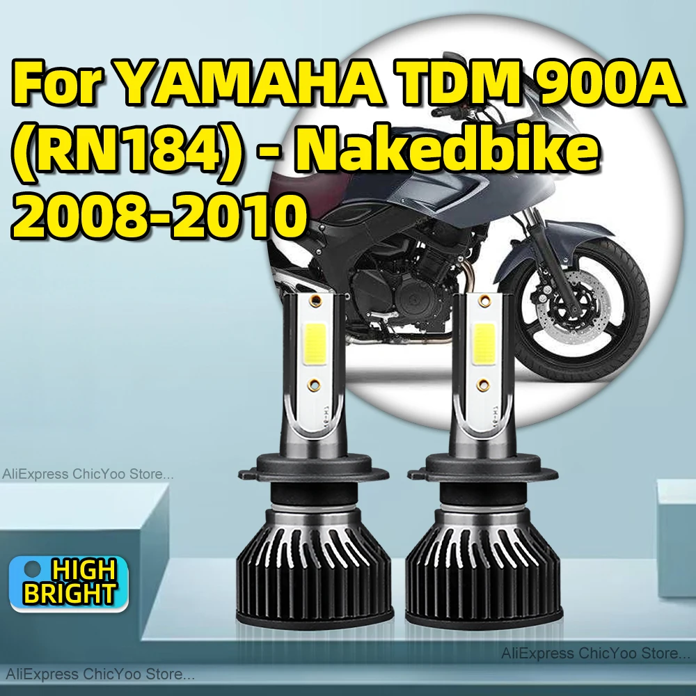 2Pcs Motorcycle H7 LED Headlight Bulbs Replacement 120W Lamp 6000k White For YAMAHA TDM 900A RN184 Nakedbike 2008 2009 2010