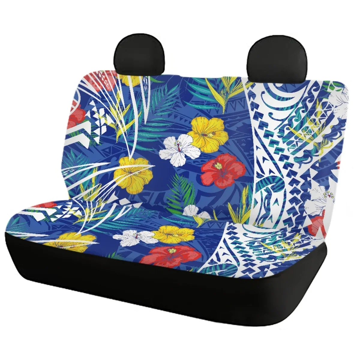 Hawaiian Hibiscus Design Front&Rear Automobile Seat Protector Utility Car Seat Covers for Women Full Set Easy Clean Car Seat