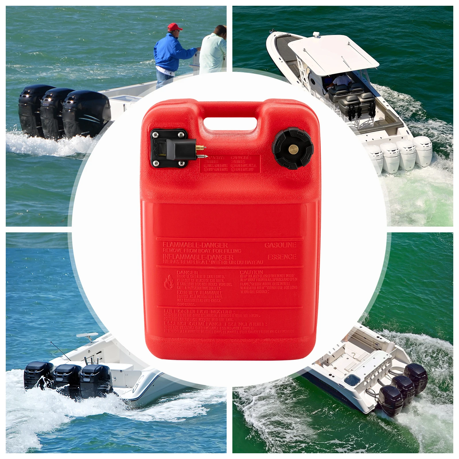 Boat Fuel Tank, 24L 6Gallon Gas Can Marine Outboard Motor Fuel Tank, Portable 6gal Boat Gas Tank Fueling Tank Plastic Tank