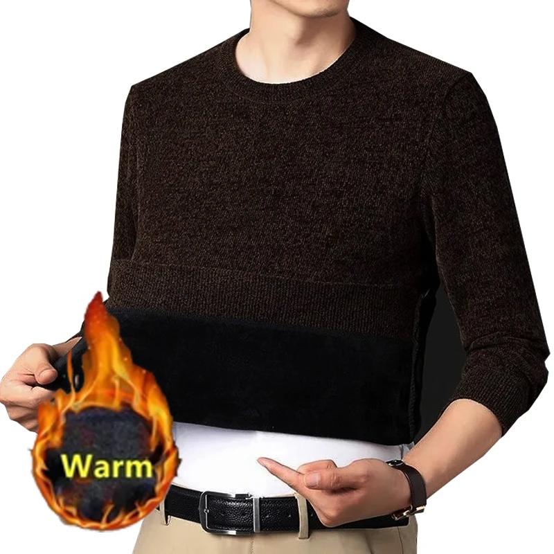 

2026 Brand New Men's Fleece Sweater Half Turtleneck Men Sweaters Knit Pullovers for Male Youth Slim Knitwear Man Sweater Outwear
