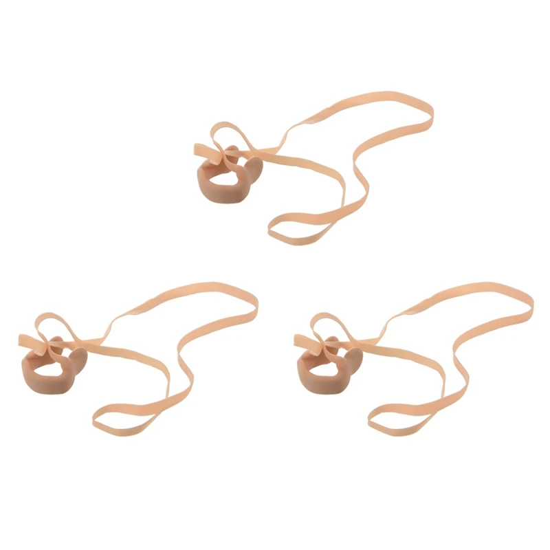 3X Beige Elastic Rubber String Nose Clip Protector For Swimming