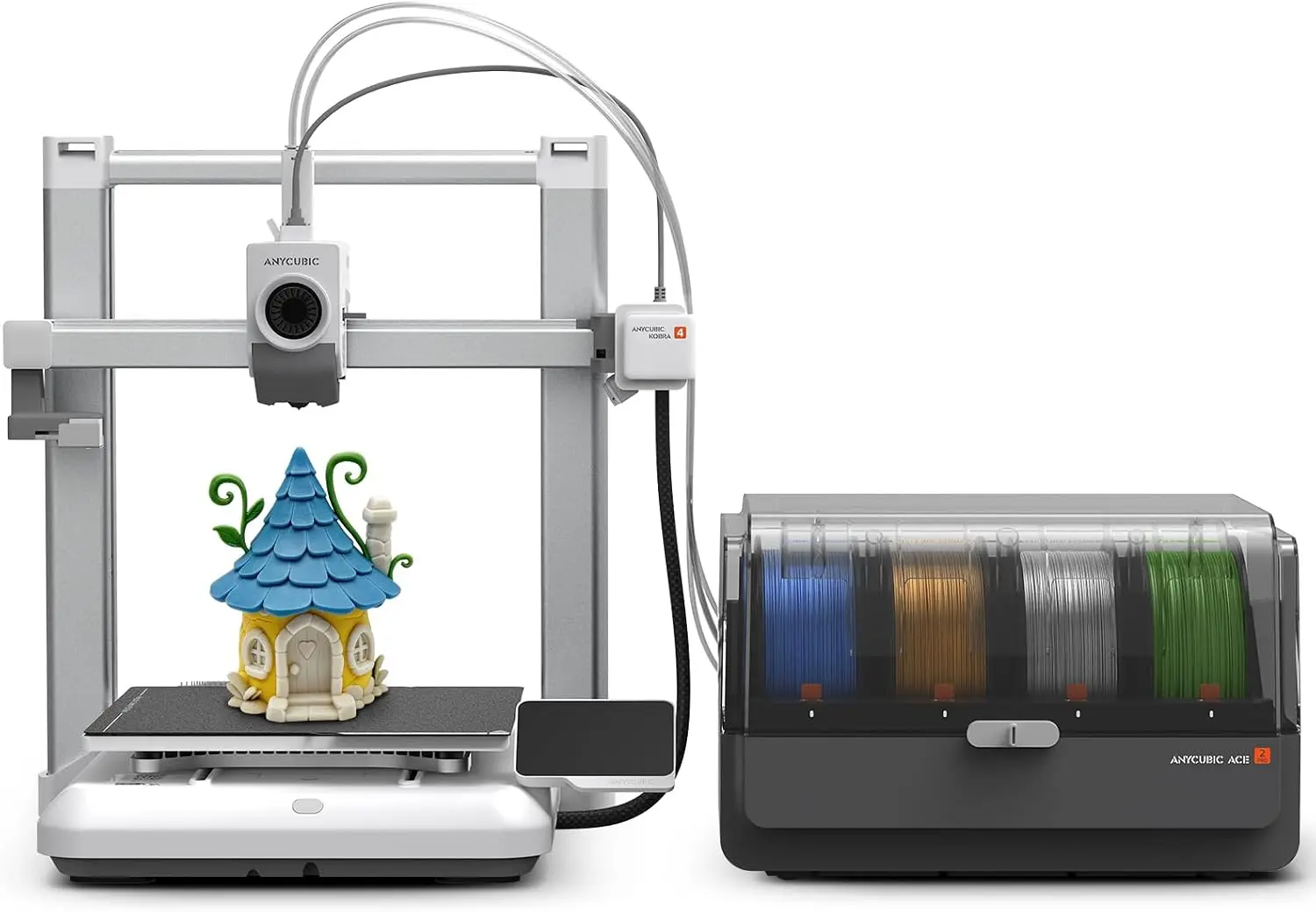 Kobra 4 Combo FDM 3D Printer, Born 4 Color Multicolor Printing | 65℃ Active Drying with ACE 2 Pro, 260mm³, 600mm/s High Speed wi