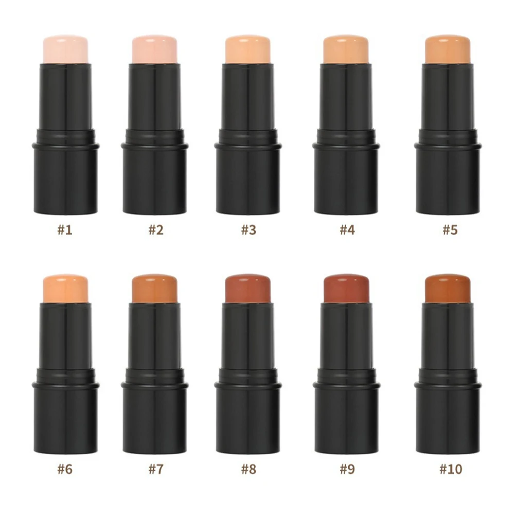 10색상 개인 상표 컨실러 스틱 방수 땀 방지 맞춤 로고 오래 지속되는 천연 메이크업 도매 검정색 튜브