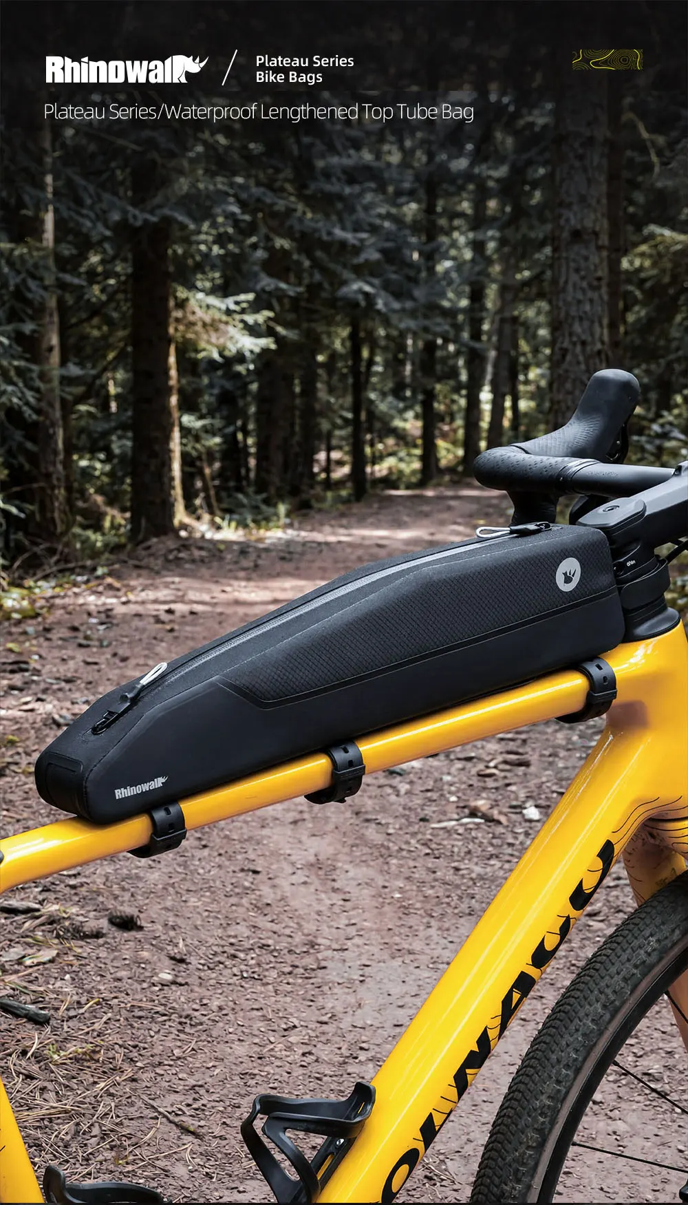 Rhinowalk Fahrrad-Rahmentasche mit Schrauben- und Riemenbefestigung, 2L wasserdichte Oberrohrtasche, lackschonende Aufbewahrungstasche für MTB und Rennräder – Detail 1