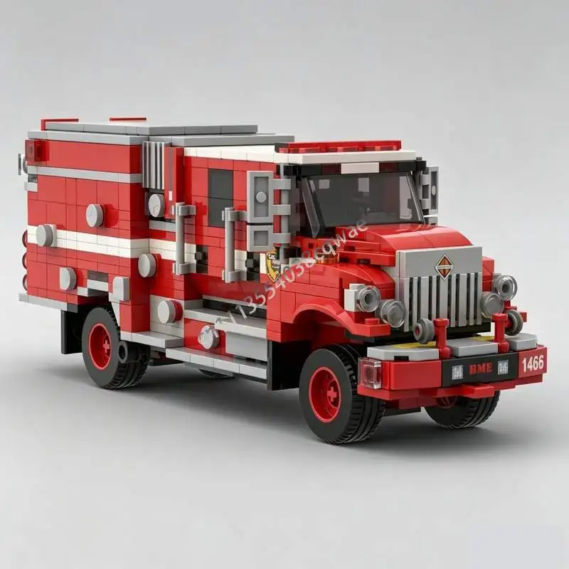 767PCS MOC Fire Fighting Truck Model Emergency Rescue Fire Engine Custom DIY Creative Assembly Building Blocks Collectible Gifts