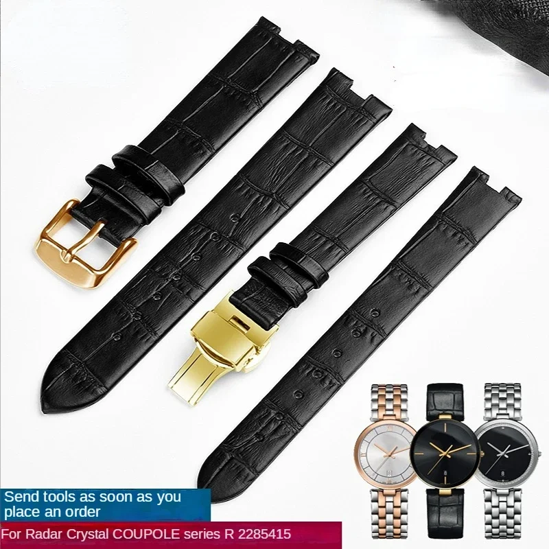 Genuine Leather Watchband for Rado Crystal Coupole R2285415 Male Female Notch Butterfly Buckle Watch Strap Accessories14 18mm