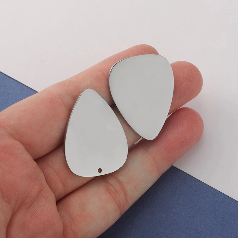 20pcs Guitar Pick Charms Mirror Polish Stainless Steel Peach heart Blank For Engrave Pendant 1 Hole No Hole Pendants DIY Jewelry