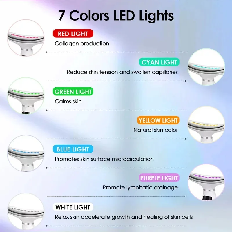 Portable 7 Colors LED Light Therapy Face Neck Massager 3 Gears Adjustable Gentle Vibration Anti Wrinkle Skin Tightening Lifting - Image 5