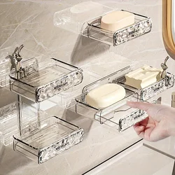 No-hole Soap Box Wall-mounted Household High-grade Bathroom Draining Wall Soap Shelf Double Soap Box