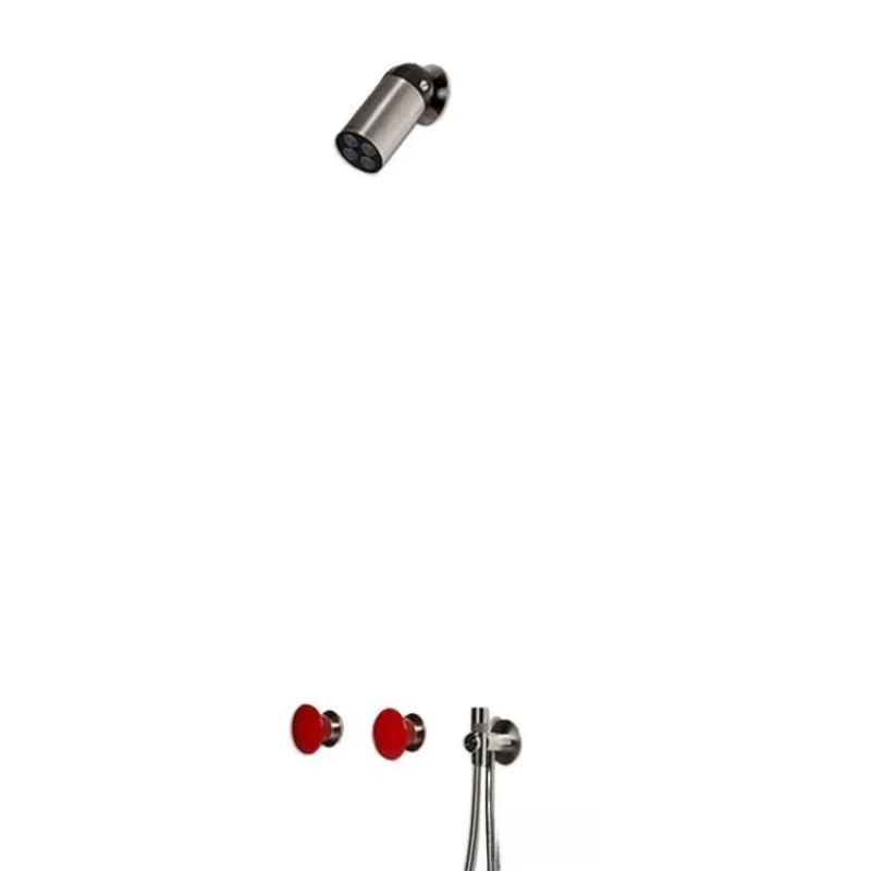 

In-wall shower, hot and cold, large concealed shower, red, white black, brushed, optional
