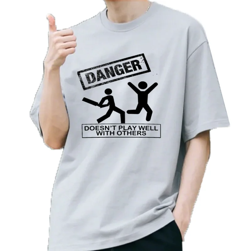 T-shirt en coton à séchage rapide pour hommes, vêtements Kawaii, Danger ne joue pas bien avec les autres