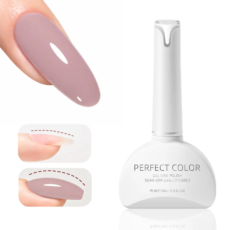 PERFECT COLOR Rubber Base Gel 031 15ml Mauve Taupe Builder Gel Dusty Mauve Pink Self Leveling Nail Strengthening Gel for Natural Nail Overlay UV LED Lamp Cure Long Lasting Manicure