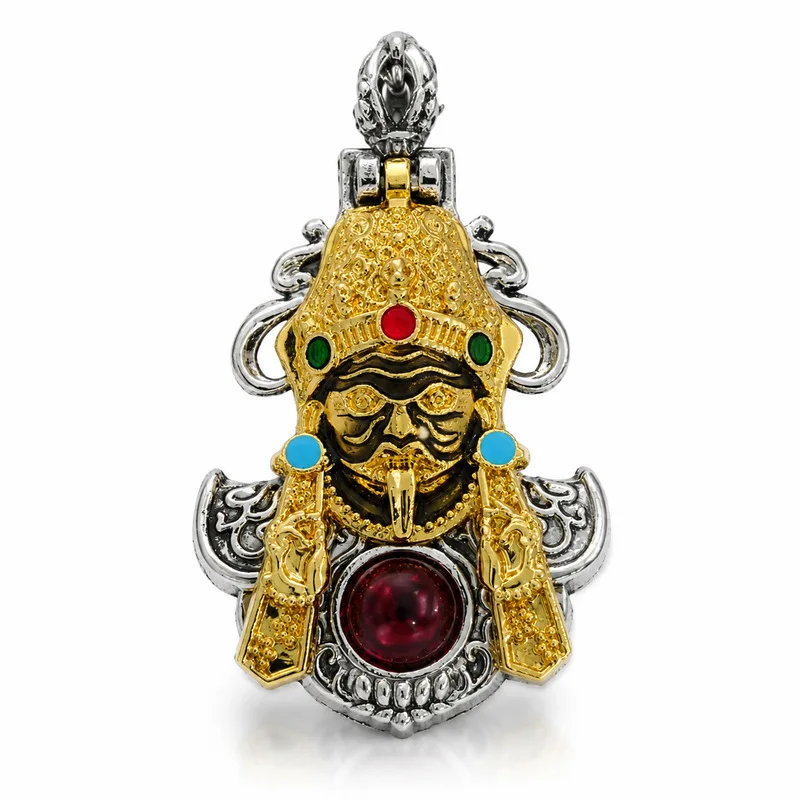 Ethnic-Style Tibetan Retro Pendant With Inlaid Jade, Featuring A Rotating Design That Can Be Opened To Reveal A 