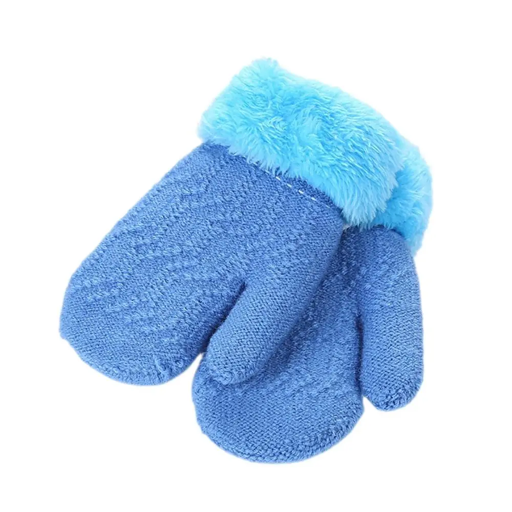 Lovely Plus Velvet Kids Gloves Thick Knitting Mittens Baby Gloves Boys Girls